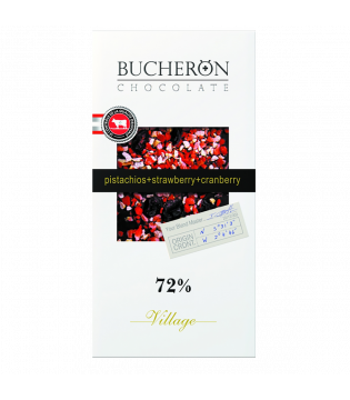 BUCHERON | VILLAGE | BITTER CHOCOLATE | 72% | WITH CRANBERRY | STRAWBERRY | PISTACHIO | 100 G