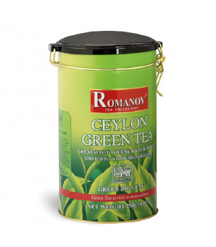 Romanov Tea | Ceylon Green Tea | Green Big Leaf | 100% Pure | Additives Free | GMO Free | Gluten Free | Dairy Free | Sugar Free | 100% Natural | 250g